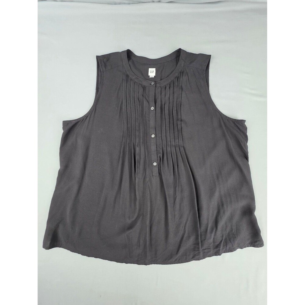 Gap Pintuck Tank Sleeveless Top Size XL Preppy Elevated Basics Summer Minimalist